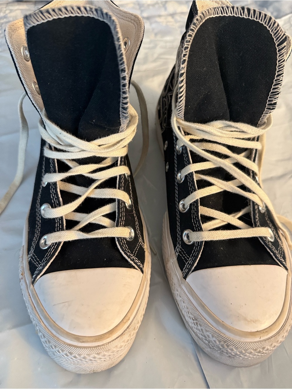 Converse Black High-Top Sneakers with Cream Laces
